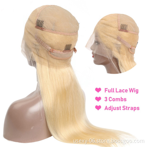 wholesale human hair lace wig 100% virgin brazilian bone straight 613 blonde full lace wigs hd lace human hair wigs blonde 613